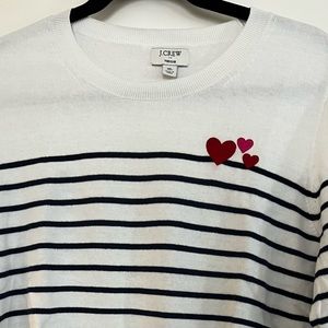 Striped embroidered heart Teddie sweater.